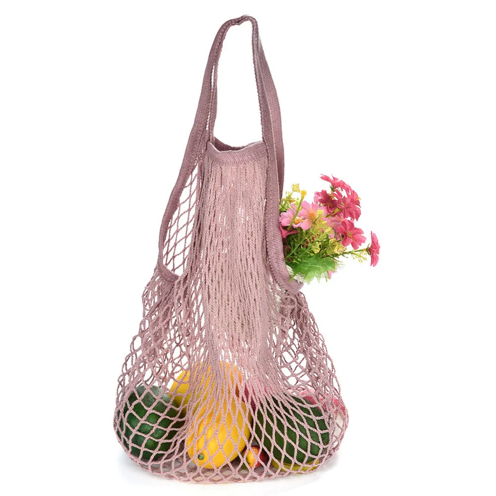 

Mesh Net Bag String Fruit Storage reusable shop bags eco Foldable Portable Beach Bag Kid Basket Storage Bag Dropshipping