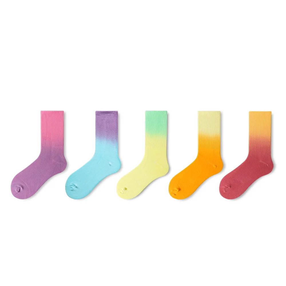 Calcetines de tubo con degradado para hombre y mujer, medias deportivas de baloncesto, Skateboard, Hip-hop
