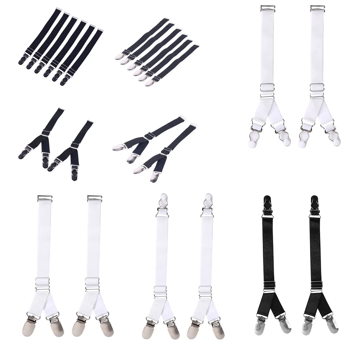 Suspender Clips For Stockings Replacemnt Corset Holder Elastic Garter Belt Straps Y/I Style Unisex Shirt Holder Socks Fastener