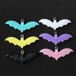 10pcs Cute Multicolor Resin Flatback Bat And Ghost Charms For Necklace Keychain Pendant DIY Making Accessories