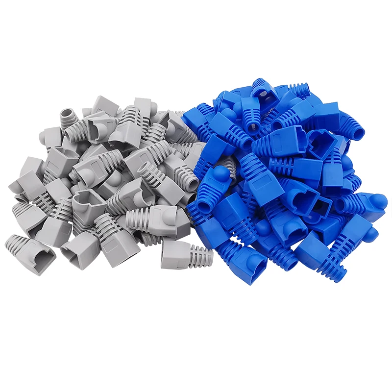 20/50/100Pcs RJ45 8P8C Network Cable Connector Adapter Cover CAT5 CAT5e CAT6 Plug Cap Blue Grey