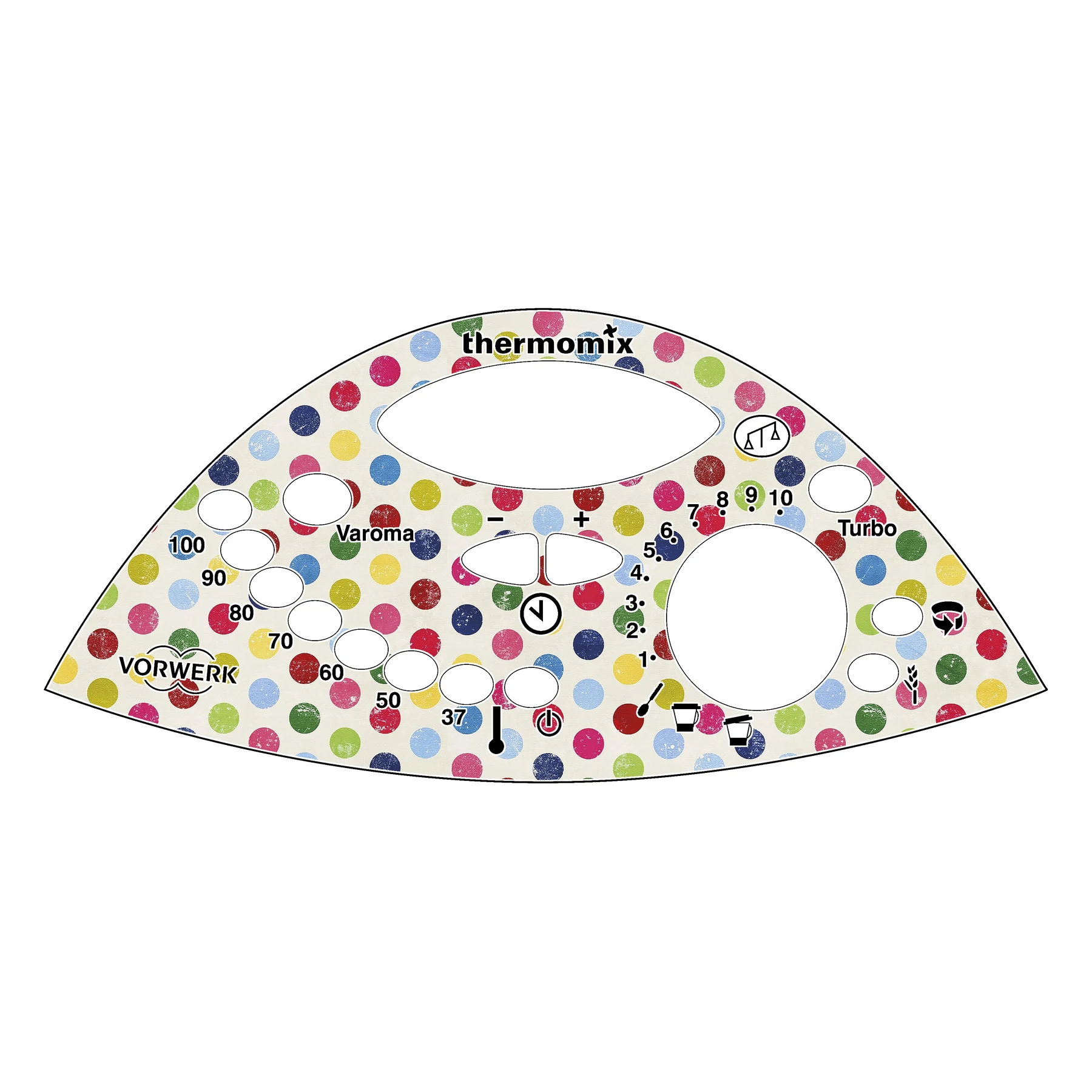 VINILO REPARA BORRADO, PEGATINA DEL PANEL FRONTAL, PANEL DE MANDOS, BOTONERA PARA THERMOMIX TM31 MODELO LUNARES