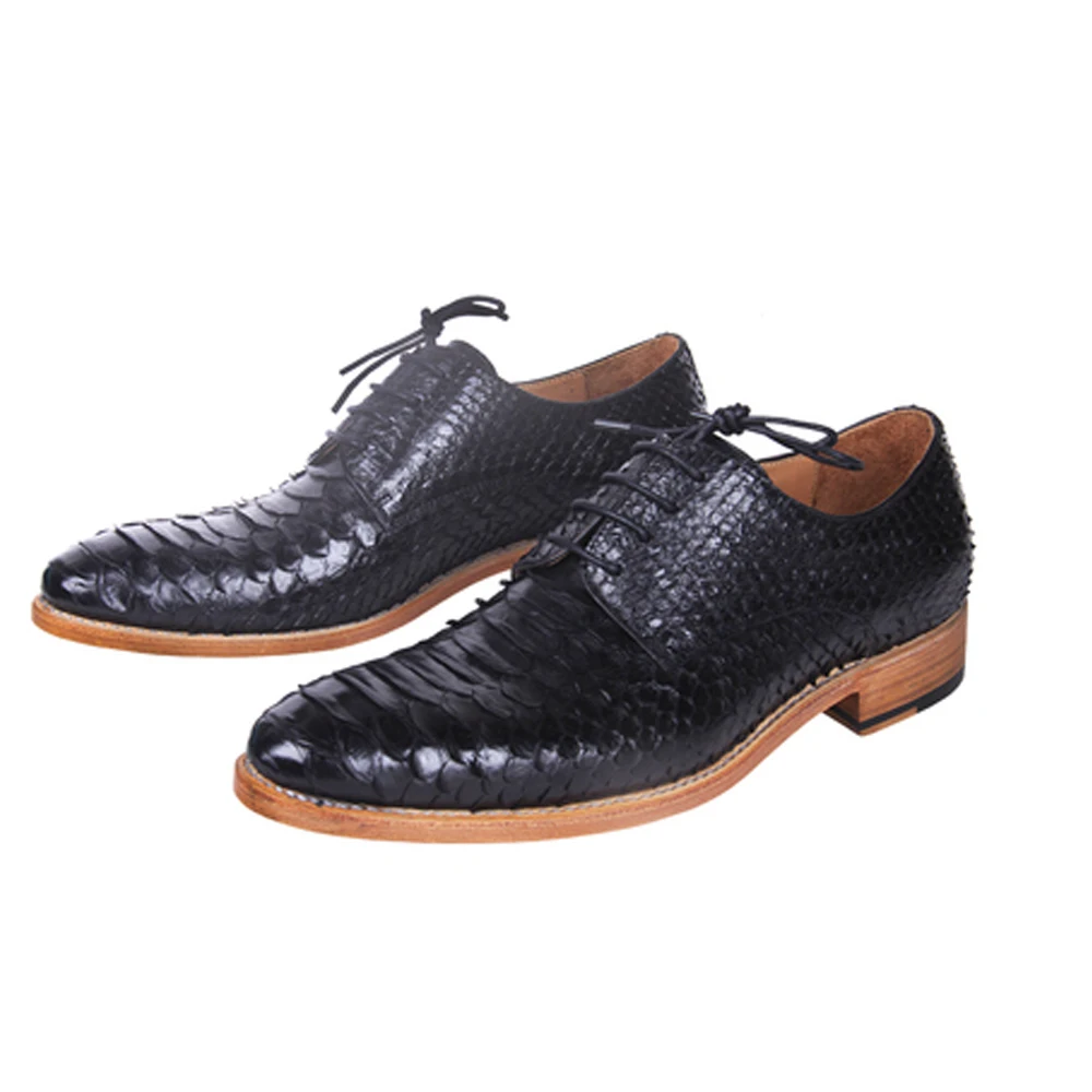 hulangzhishi Private custom boa skin men dress shoes handmade snake leather shoes low heels lace-ups flat heels business shoes