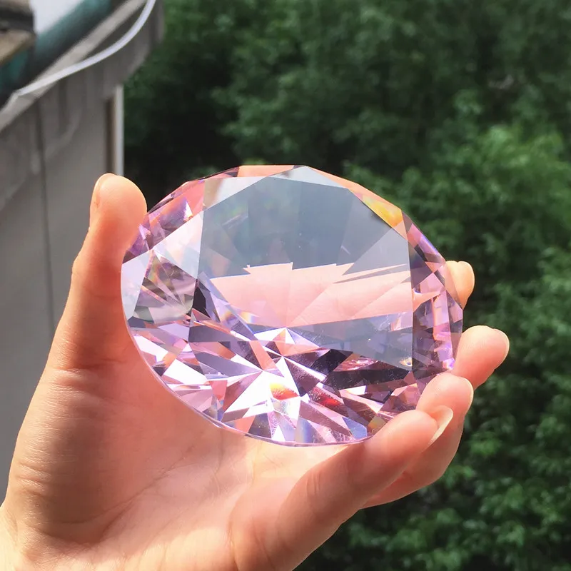 80mm Color Clear Crystal Diamond Shape Paperweight Glass Gem Display Ornament Wedding Home Decoration Art Craft Material Gift