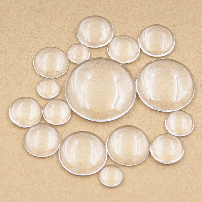 10/12/14/15/16/18/20/25/30/40mm Round Flat Back Clear Glass Cabochon,Wholesale Promotion,High Quality DIY Jewelry