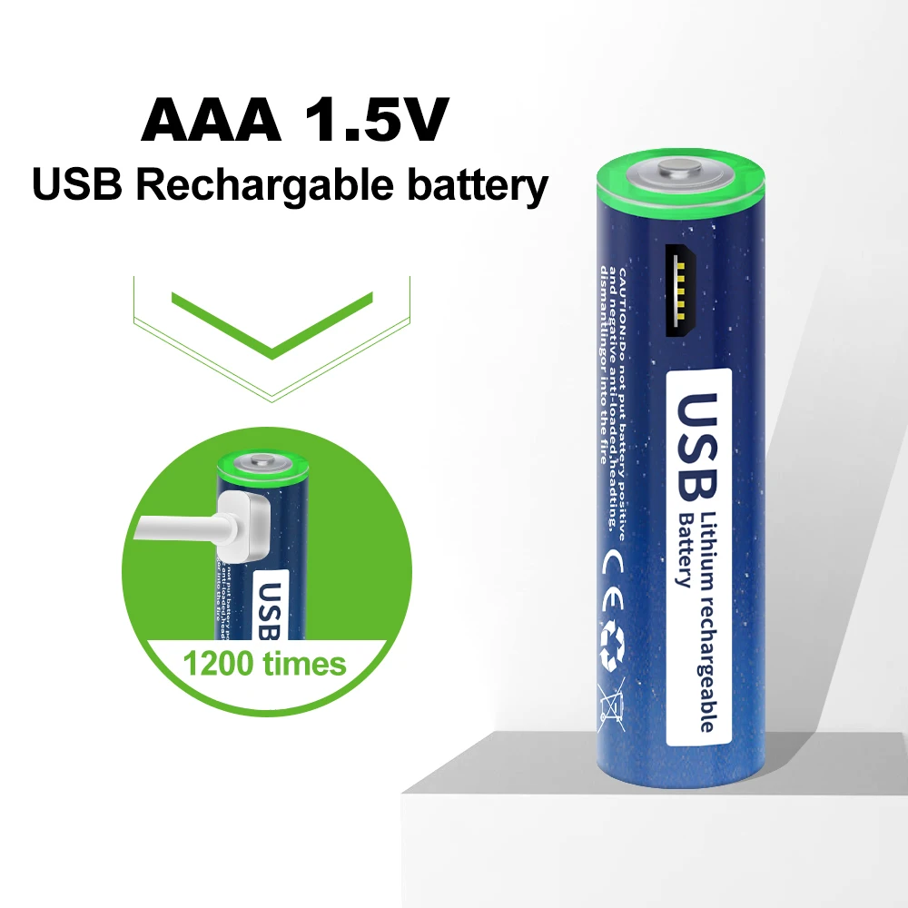 PALO USB 1.5V AAA Rechargeable Battery Li-ion Batteries 1.5 Volts AAA Cell Battery for Remote Control Wireless Mouse + USB Cable