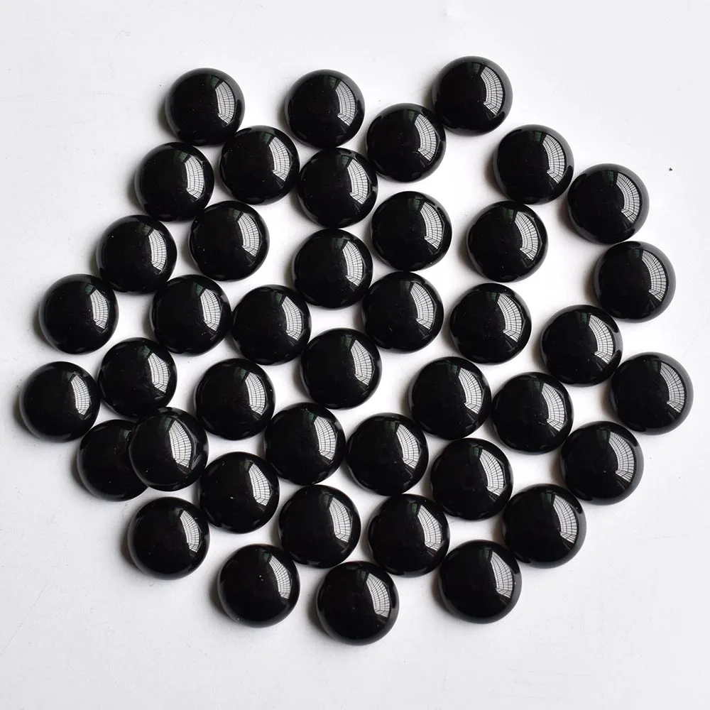 

2020 Fashion natural black onyx 12mm round shape CABOCHON beads for jewelry accessories making free Wholesale 50pcs/lot free