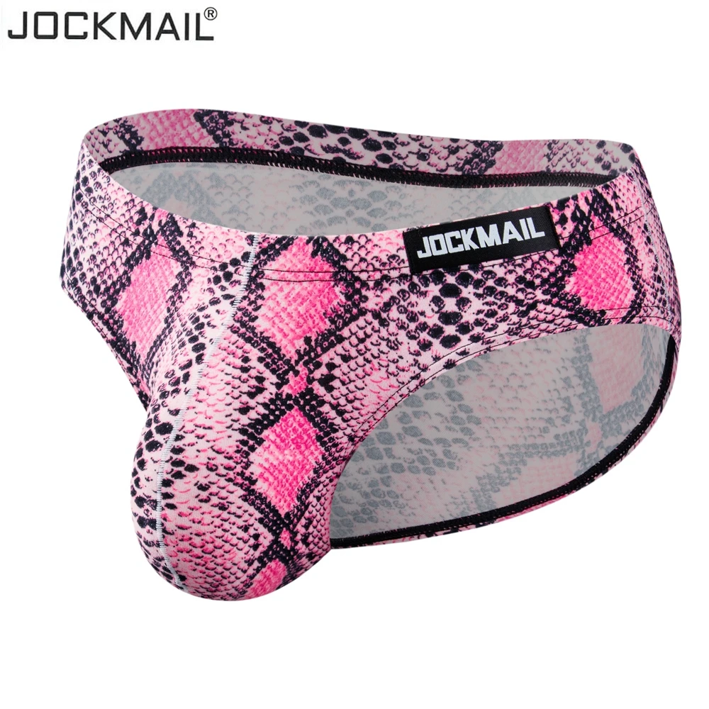 Jockmail Sexy Men Bikini Brief Underwear Leopard Grain Penis Pouch Jockstrap G-strings Thong Cuecas Gay Male Panties Slip Homme