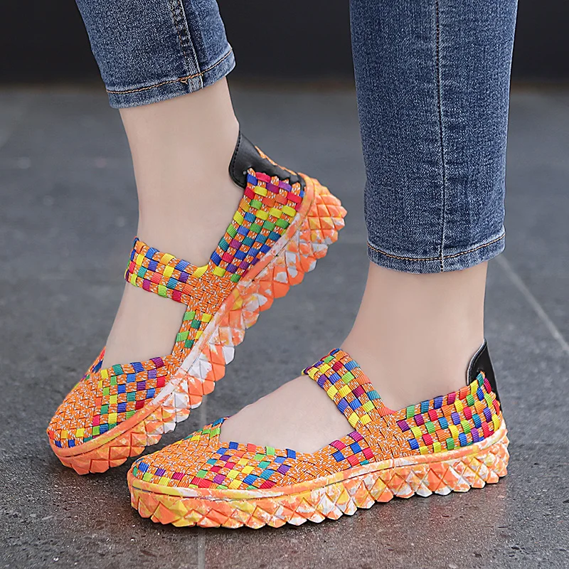 2020 new ladies sandals soft 6 color stitching ladies sandals comfortable flat sandals Baotou beach shoes ladies footwear