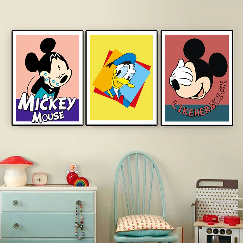 Canvas Painting Disney Cute Cartoon Mickey Mouse Donald Duck Goofy Posters Anime Prints Wall Art Pictures for Room Home Decor