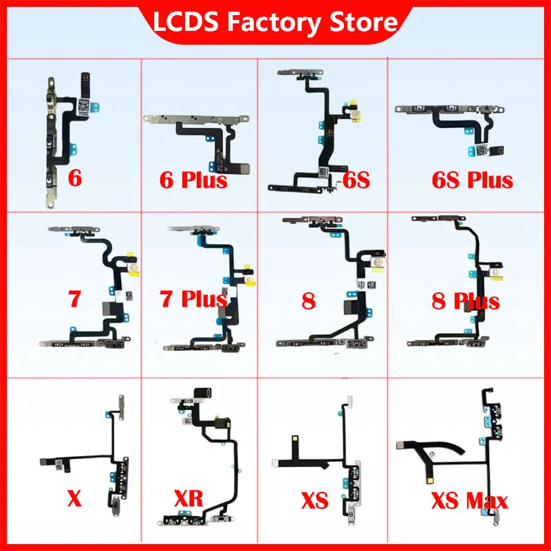 Tested Volume Button and Silent Switch Flex Cable with metal For iPhone 6 6P 6S 6SP 7 7P 8 8 Plus X XR XS XS Max