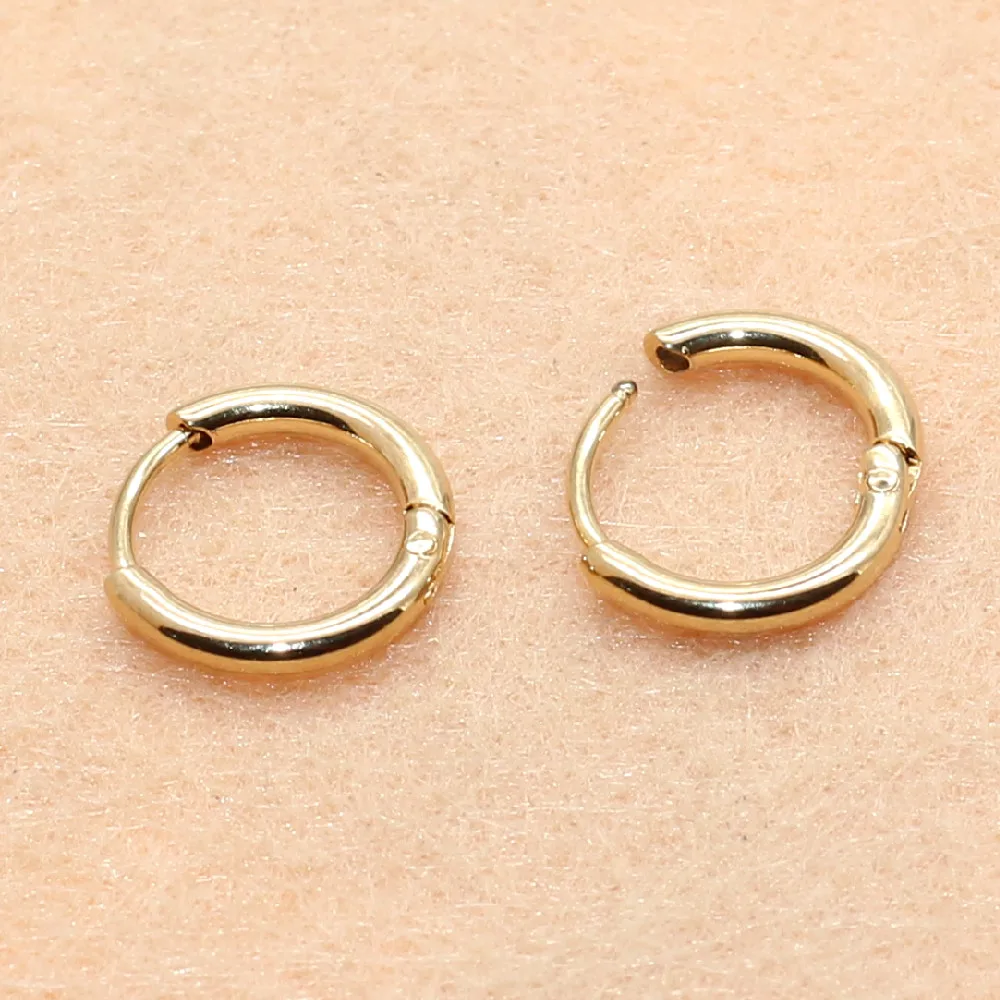 Gold-color Plated Super Small 6mm Hoop Earrings 316 L Stainless Steel No Easy Fade Allergy Free