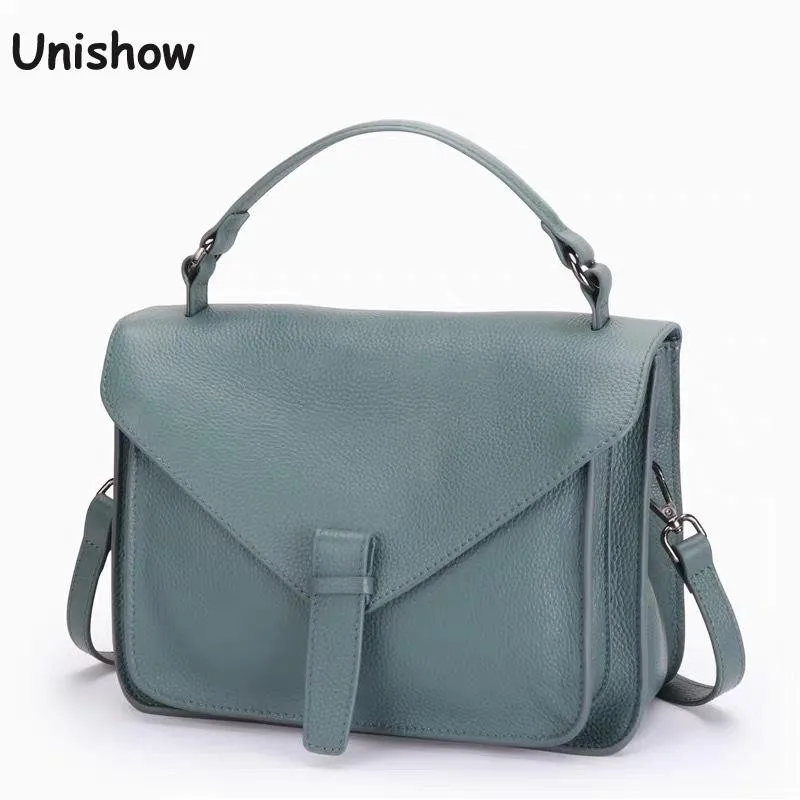 Damska torba na ramię z prawdziwej skóry 2024 w stylu Vintage torba Messenger Crossbody torebka damska torba Soild Casual bydlęca torebka damska