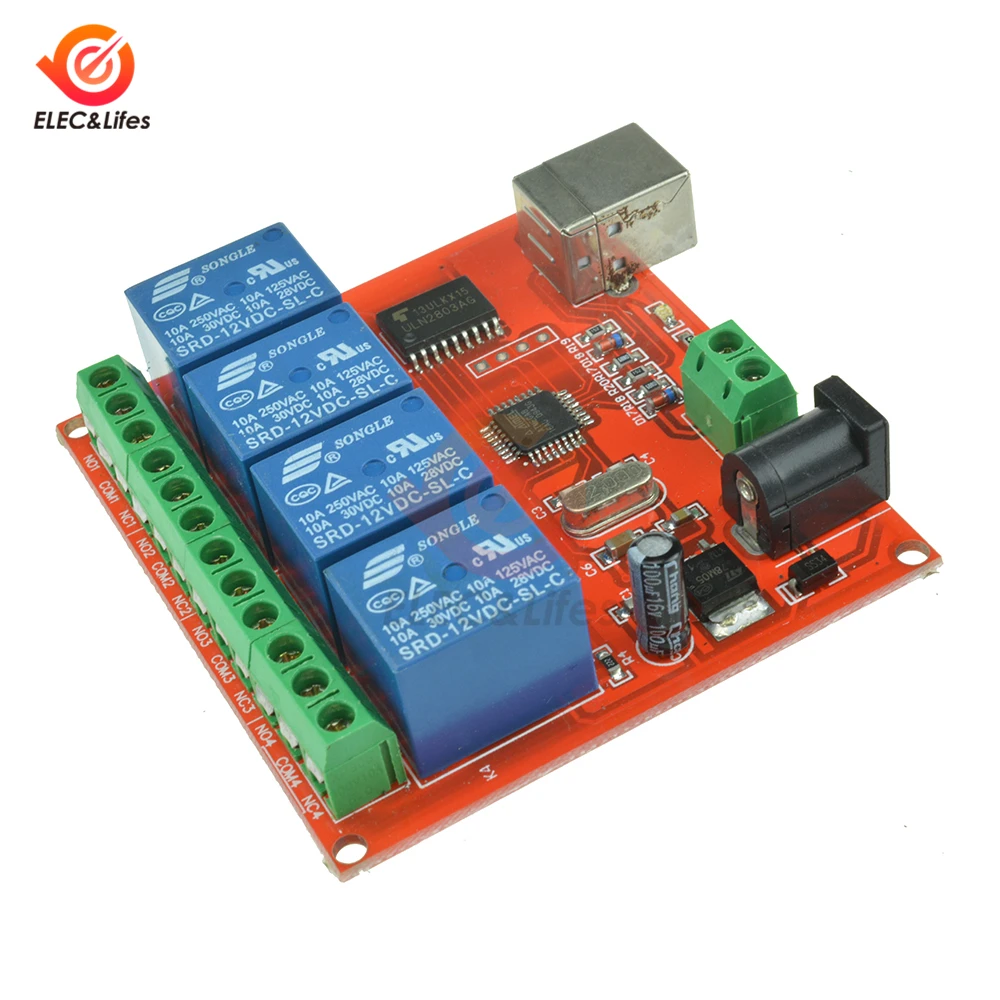 5V 12V 1 2 4 8 Channel Relay Module USB Control Switch Board Programmable Computer Control For WIN7, XP 32 -bit Smart Home