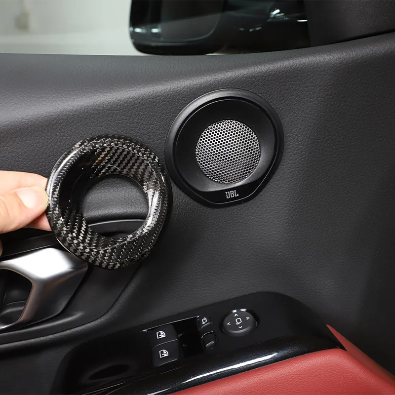 For Toyota GR Supra MK5 A90 2019-2022 Real Carbon Fiber Door Audio Speaker Decoration Ring Sticker Car Interior Accessories