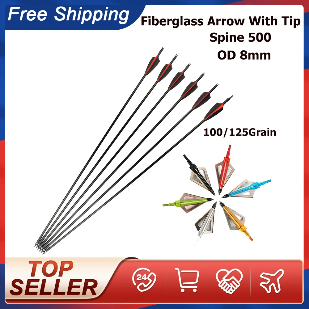 

Arrows with Broadheads Set Archery Hunting Adjustable Nock Replaceable Field Points Compound Recurve Bow