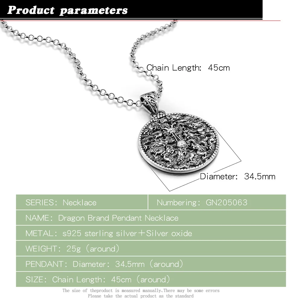 Retro Charm 925 Sterling Silver Punk Necklace Divine Dragon Shape Pendant For Men Women Jewelry Accessories Vintage Chokers