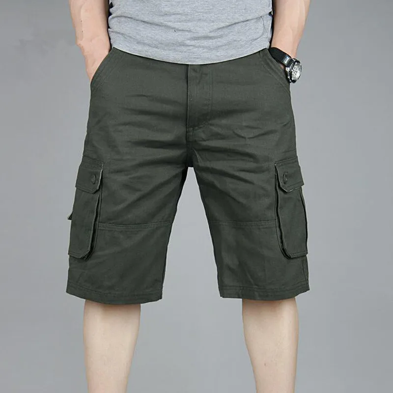 Cargo Shorts Men\'s Summer Casual Cotton Loose Overalls Baggy Multi-Pocket Army Military Trousers Plus Size 46 Tactical Shorts