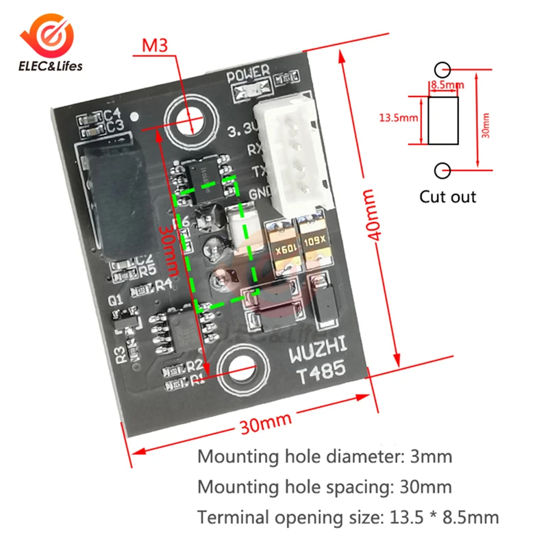 Isolated TTL to 485 Module RS485 to TTL Communication Single Chip Microcomputer Serial Port Line Converter Chassis