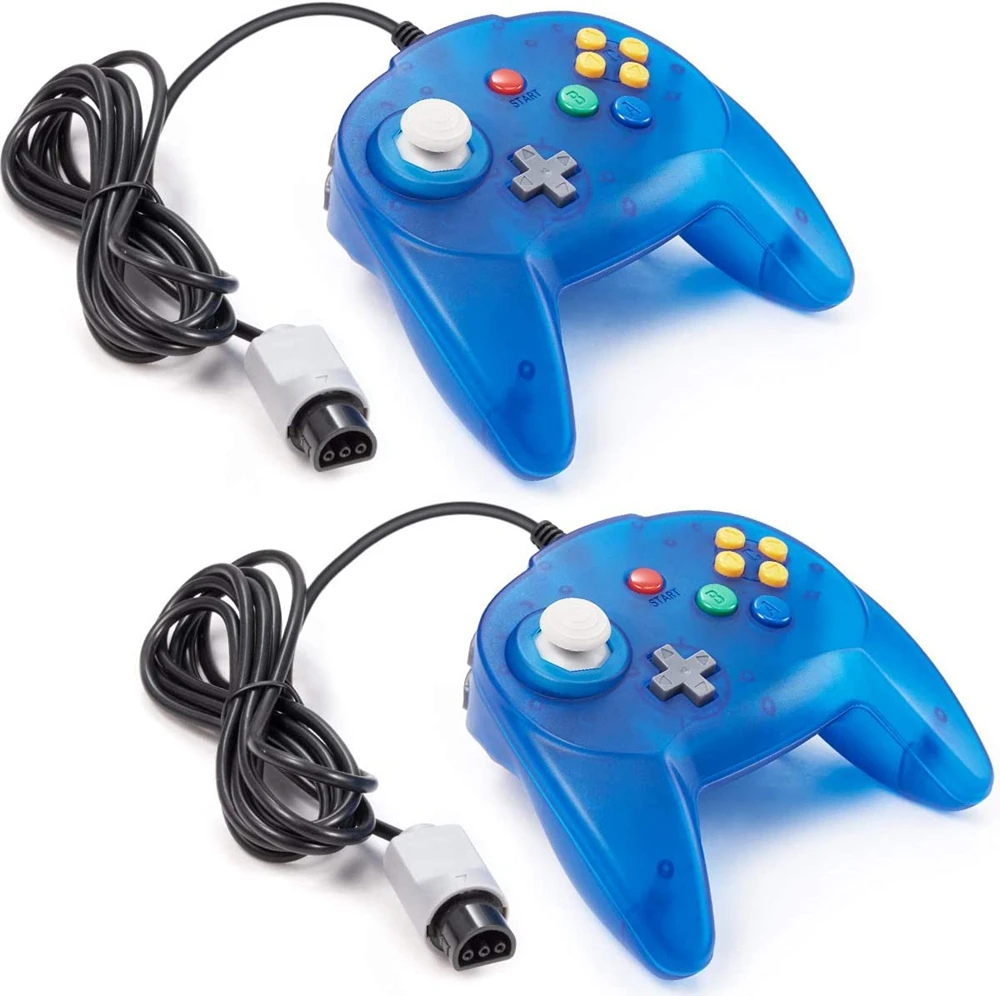 2 Packs Classic Mini 64 Wired Remote Controller Game pad Joystick for N64 Video Game System N64 Console Ocean Blue