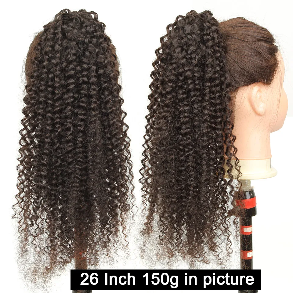 [Yvonne] Malaysian Curly Drawstring Ponytail Human Hair Clip In Extensions High Ratio Brazilian Virgin Hair Natural Color