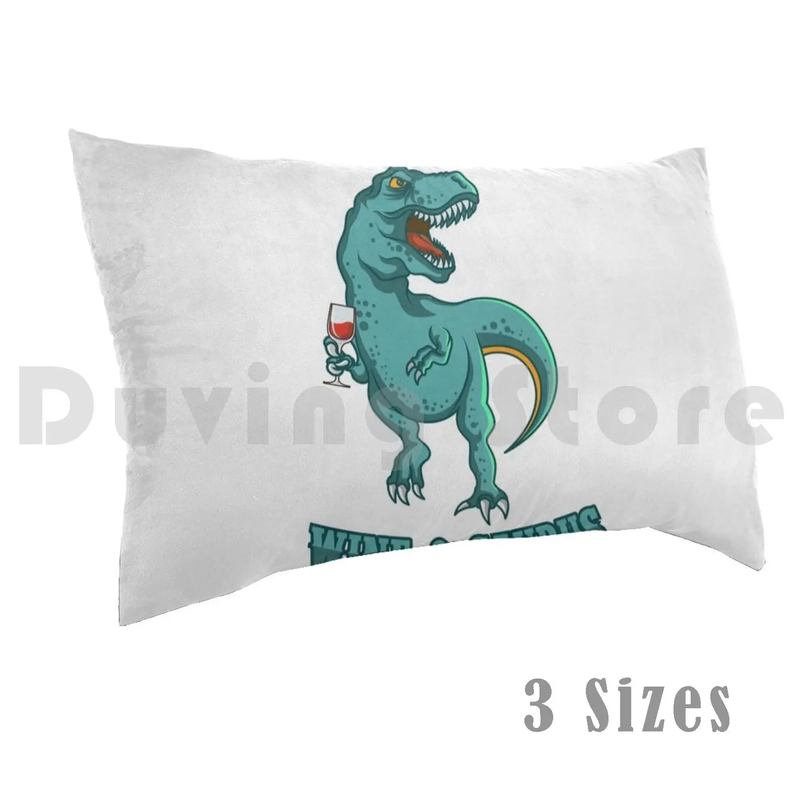 Wine Lover Dino Wine Drinker Gift Connoisseur Pillow Case Printed 50x75 Dino Wine Lover Wine Drinker Sommelier