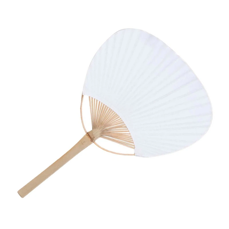 

30PCS Pure White Bamboo Handle Blank Calligraphy Painting Blank Group Fan White Fan Summer DIY White Fan Wedding Decoration