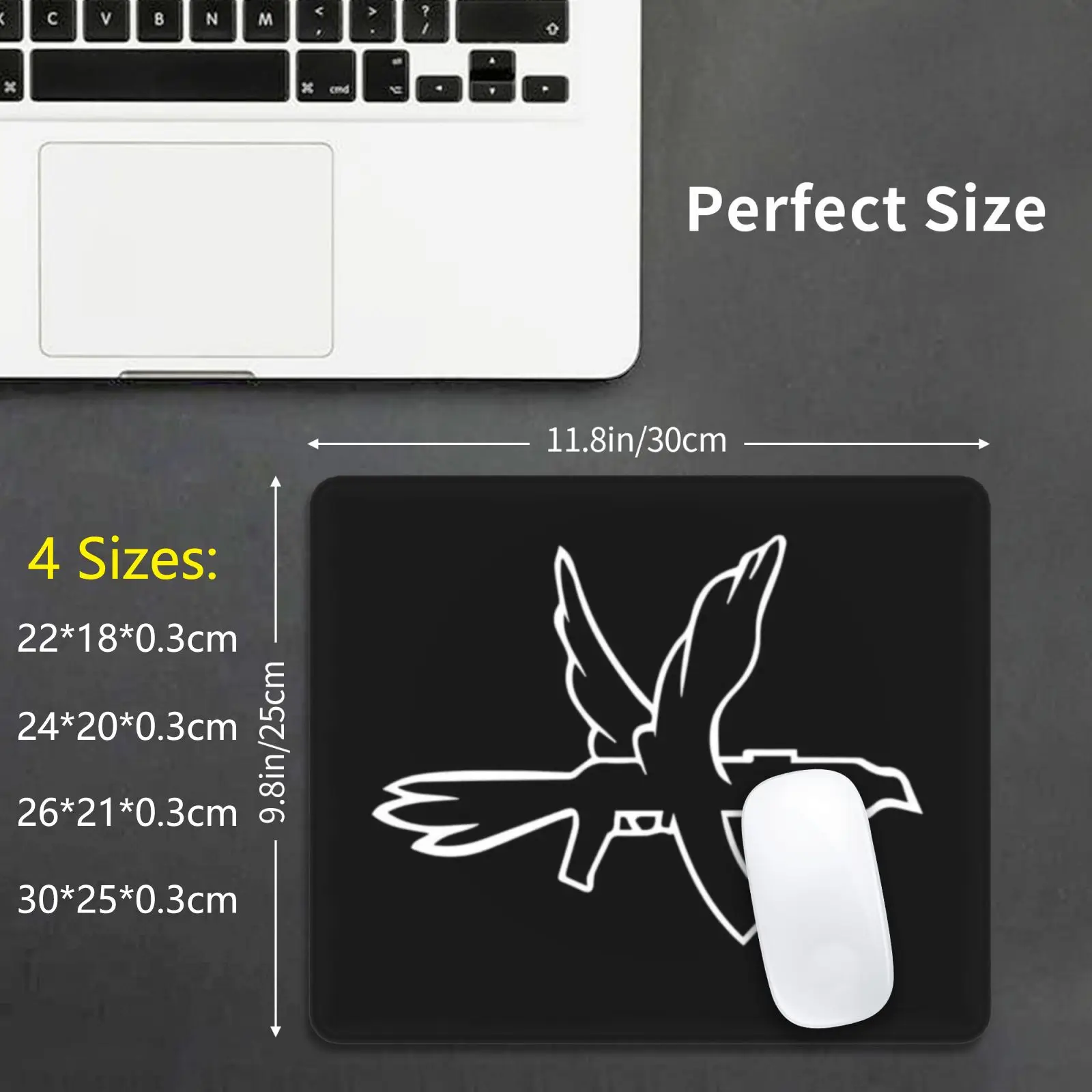 Columbine Mouse Pad DIY Print Columbine Rap Iencli Music Album Logo Dove Gun Armed Peace Black White