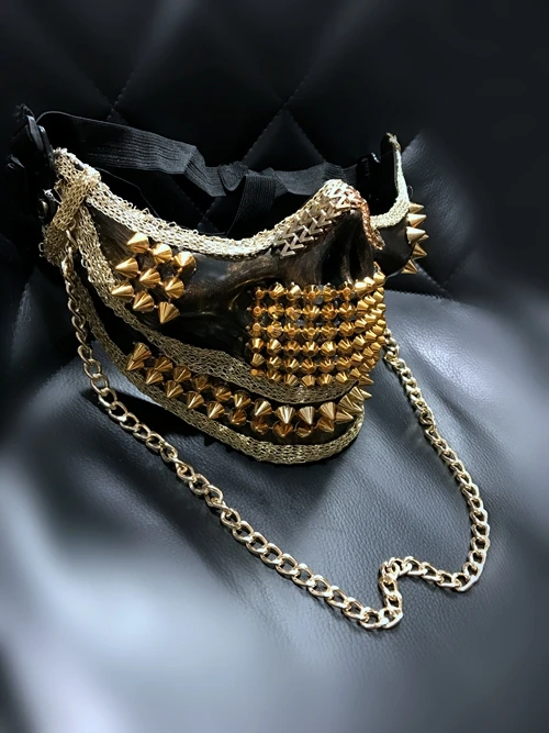H3318 Men Rivet Cosplay Headwear Halloween Christmas Masquerade Adult Club Graduation Party Nightclubs Anonymous Headwear