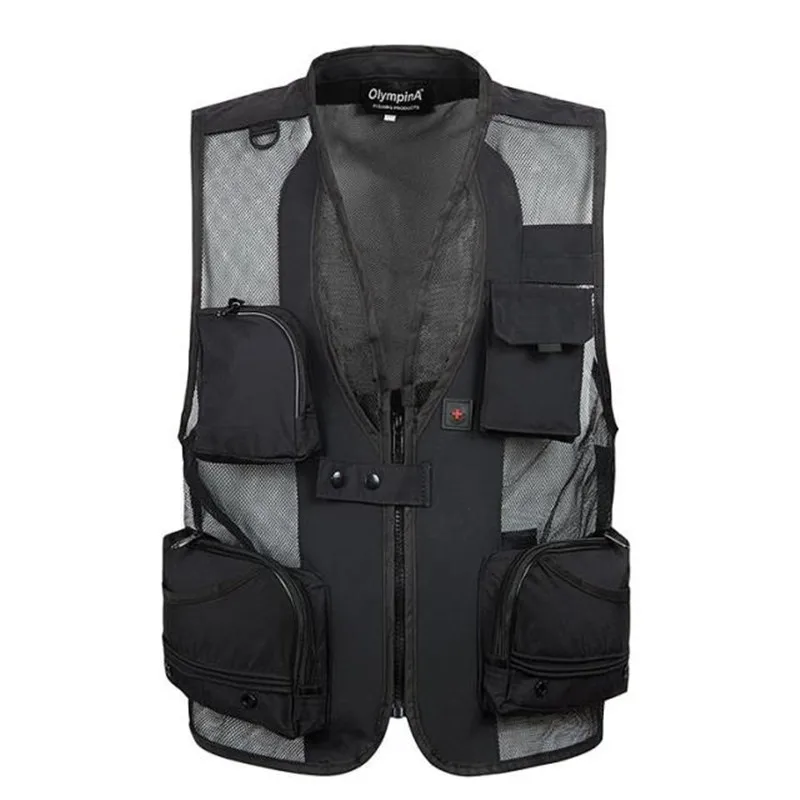 

Free Shipping Men Mesh Vests g Multi-pocket Photographer Vest Men's Reporter Director Military Style Vest