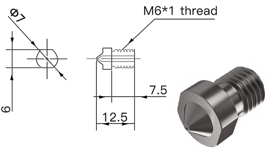 1/2 stücke E3D V6 Düse Gehärtetem Stahl 0,2/0,3/0,4/0,5/0,6/0,8/1,0 MM Für 1,75mm Filament V5 V6 Hotend Extruder 3D Drucker Teile – Detail 1