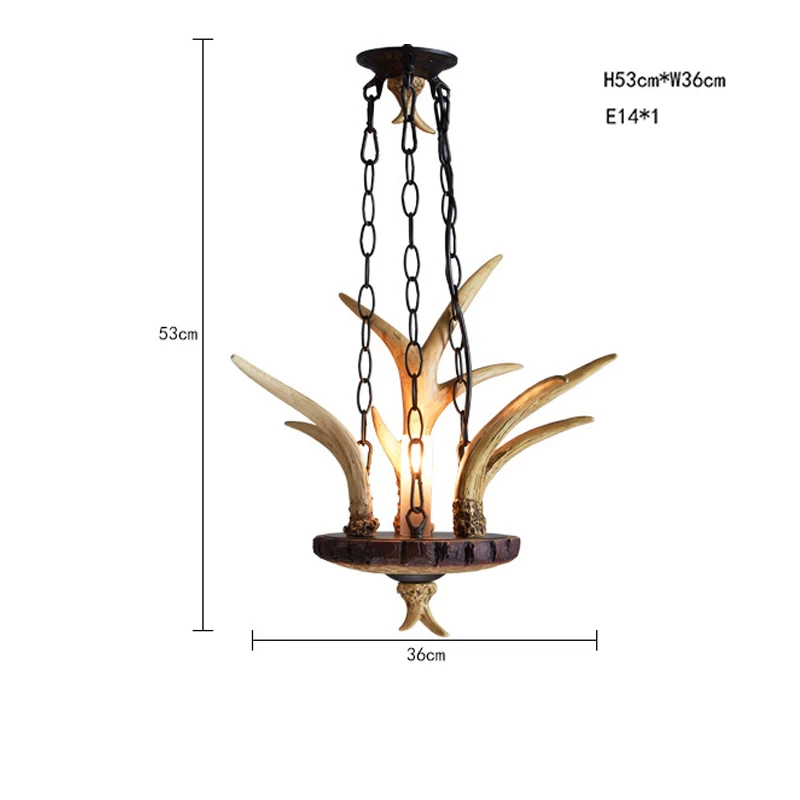 American Rural Creative Antler Resin Chain Droplight Southeast Asia Retro Restaurant Clothes Shop Led Decorative Pendent Lamp