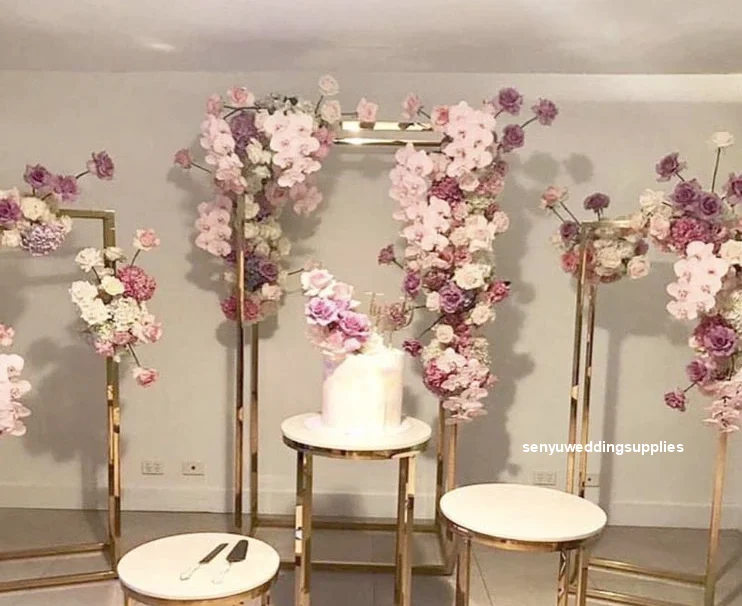 6pcs)Wedding Arch Stage Background Metal Balloon Frame with table plinth pedestal  Decoration  senyu2393