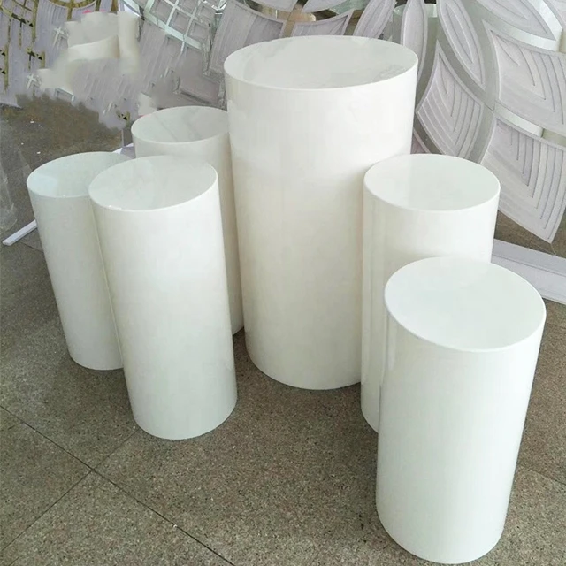 

6pcs/set)Wedding event party stage display clear acrylic /white mental round plinth pedestal yudao1066