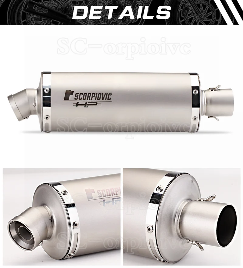 Universal Motorcycle Exhaust Muffler Left Right Side Escape Moto with DB Killer for nmax tmax Ninja 400 250 F800GS GSR750 R3 R25