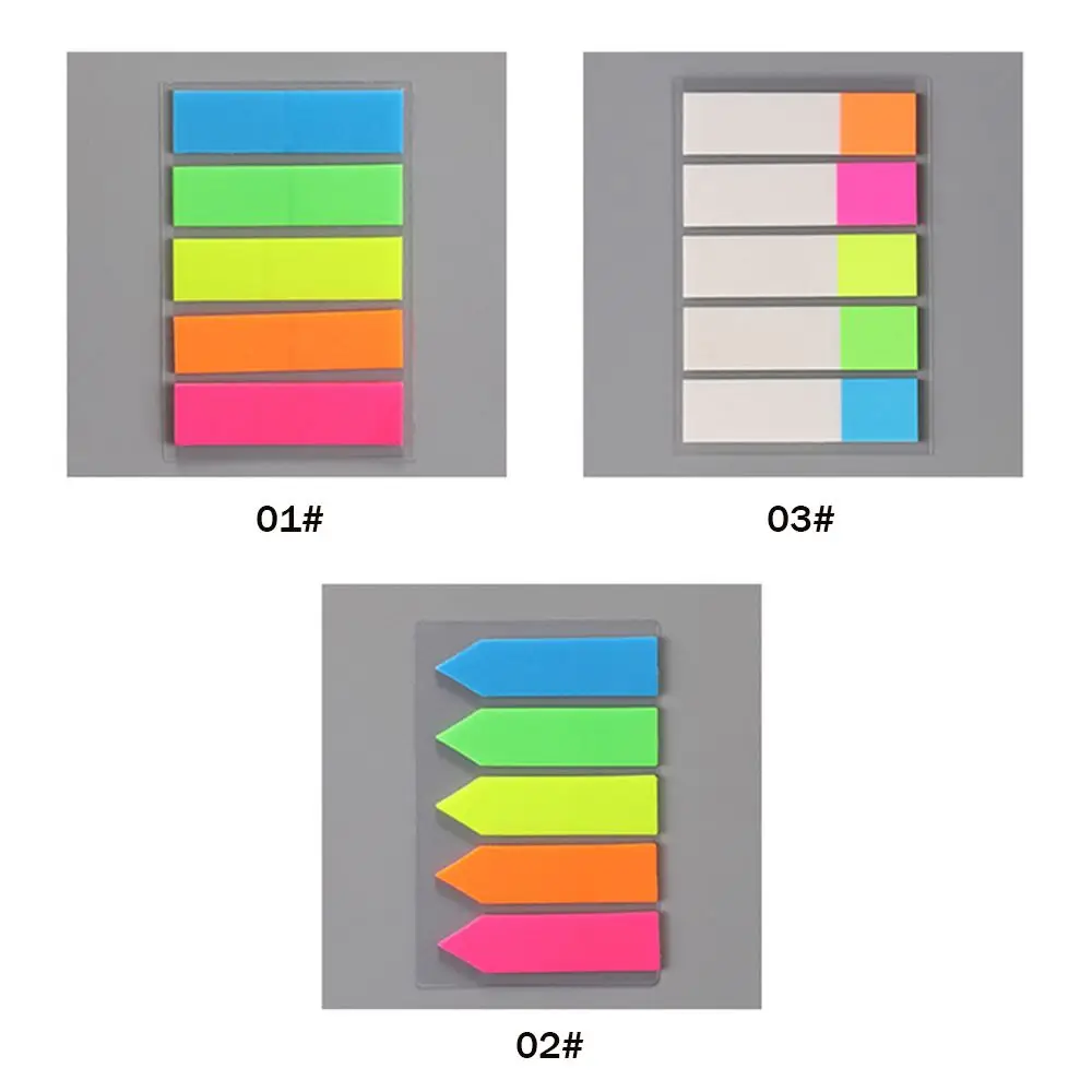 Color Fluorescence Sticky Notes Set Memo Pad Bookmarks Banners Transparent Sticky Notes School Office Stationery