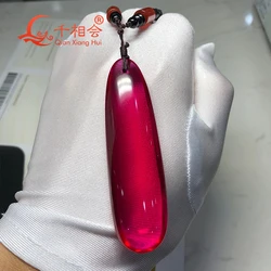 long size water-drop lab created red ruby pendant about 170ct string necklace jewelry
