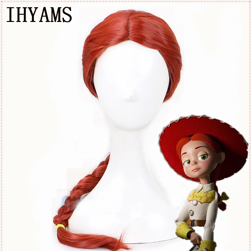 

Toy Story 2 Jessie Cosplay Wigs Braid Styled Long Synthetic Hair Heat Resistance Fiber + Wig Cap