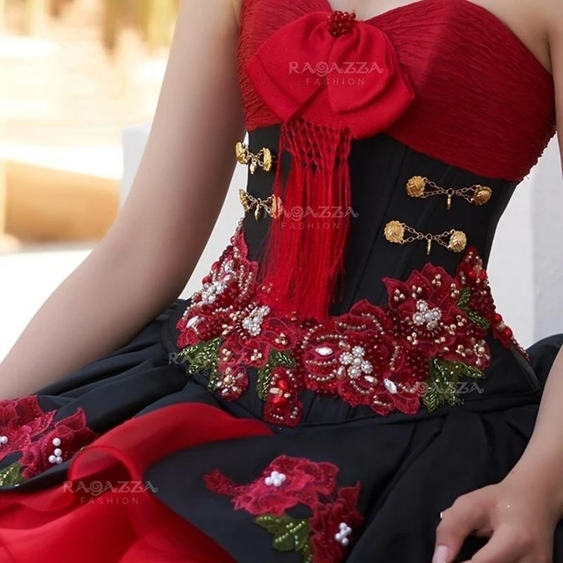 Vestido De encaje con bordado De fotos reales, vestido De quinceañera con volantes, dulce, 16, 15 Años, hecho a medida, 2022