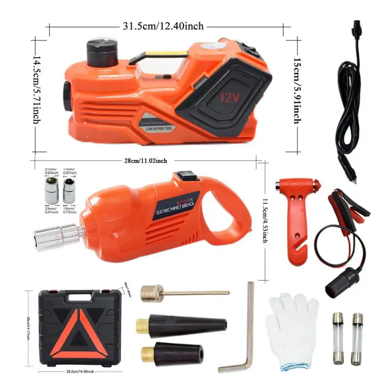 Gato hidráulico eléctrico multifunción 5T, 12V, Vertical, llave de torsión