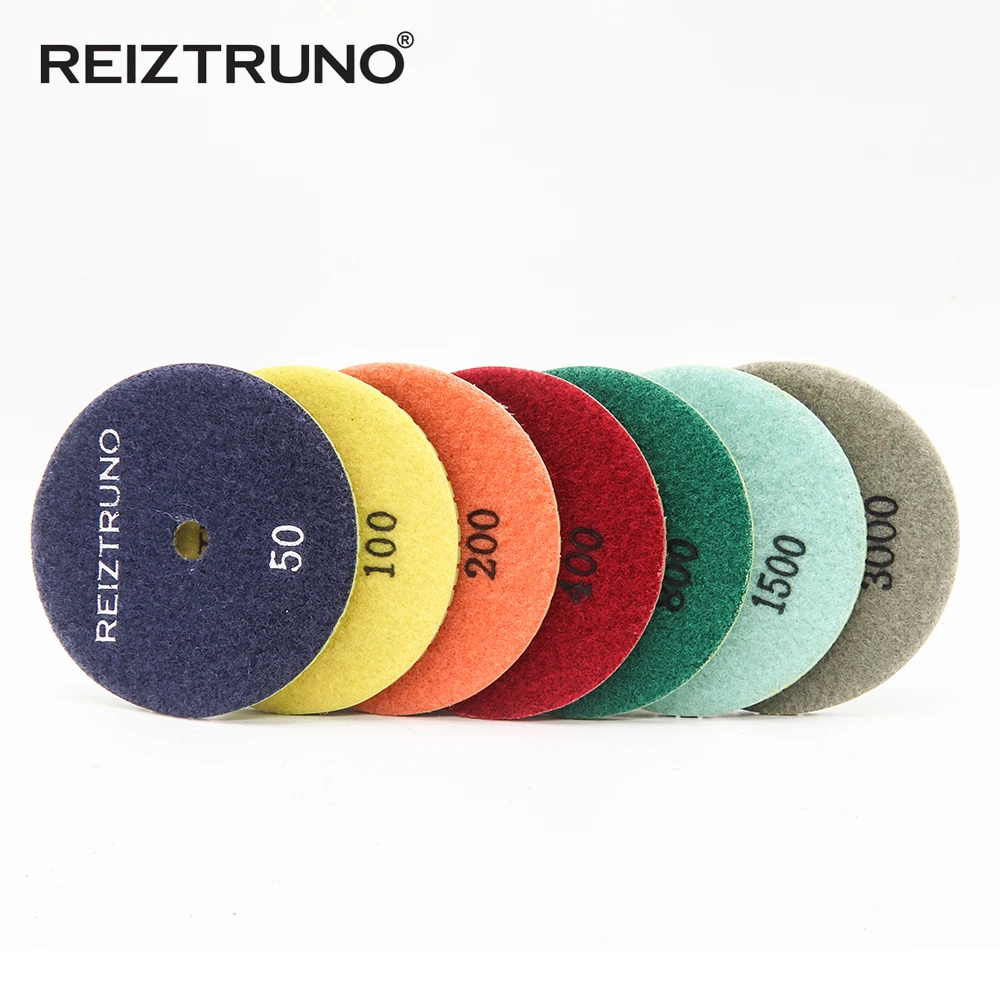 3 Buah Reiztruno 80Mm/100Mm/125Mm Bantalan Pemoles Berlian untuk Marmer Batu, Granit, Alat Pemoles Kuarsa, Hijau, Pemoles Basah