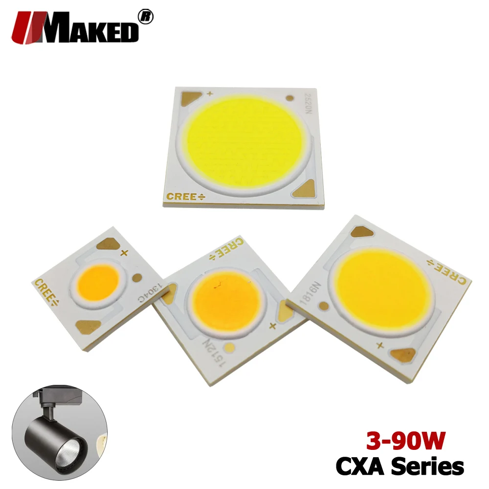 Chip LED COB Seri Cree XLamp Asli Warm/Natural/Putih 3-90W 36V CXA 1304 1507 1512 1520 1816 1820 Sumber Cahaya Dioda Beads