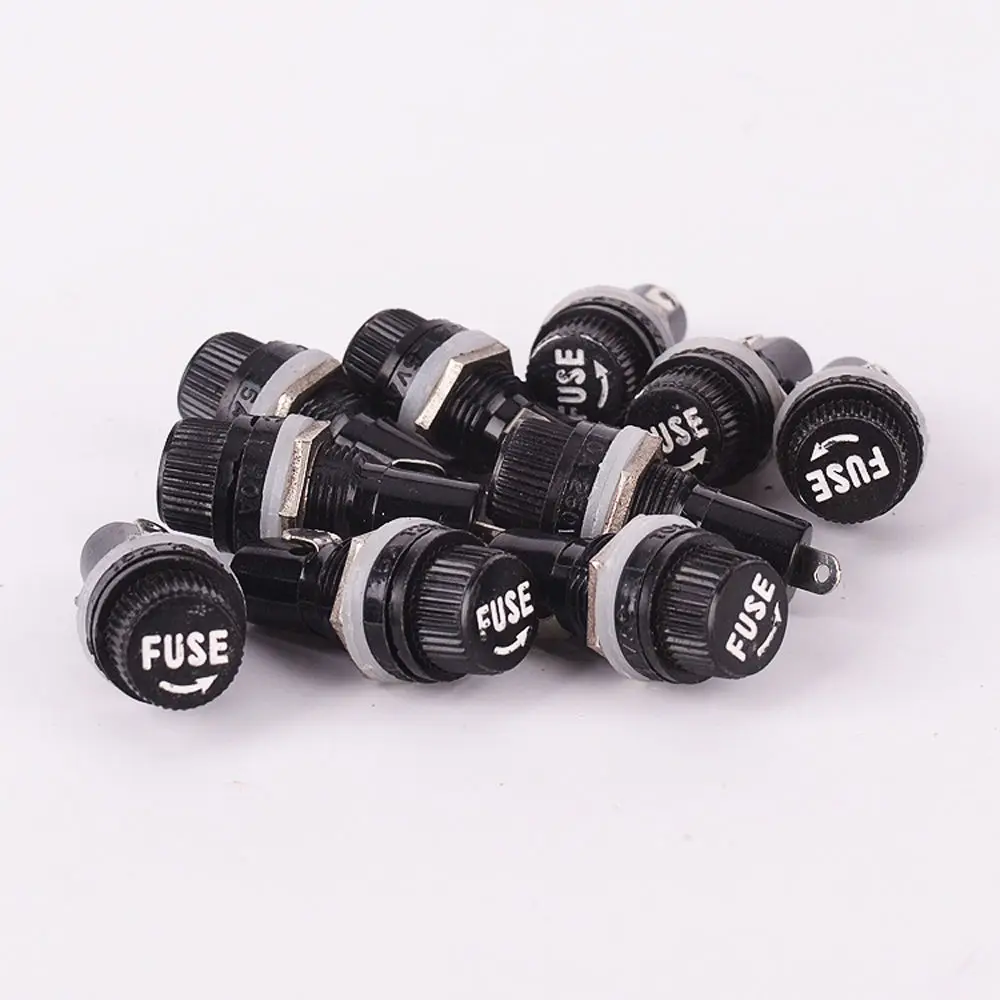 10Pcs/set  Durable Fuse Mount Holders Panel Mount Screw Cap Fuse Holder Case for Glass Tube Fuses 5x20mm