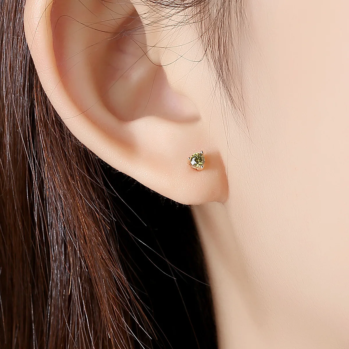 PAG & MAG 14K gold inlaid zircon classic three claw Earrings Korean simple female jewelry