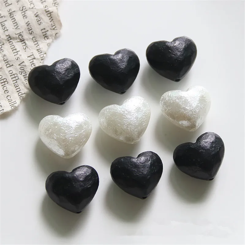 New arrived 50pcs/lot wrinkle cartoon 3D hearts shape Straight hole beads diy jewelry earring/garment pendant accessory