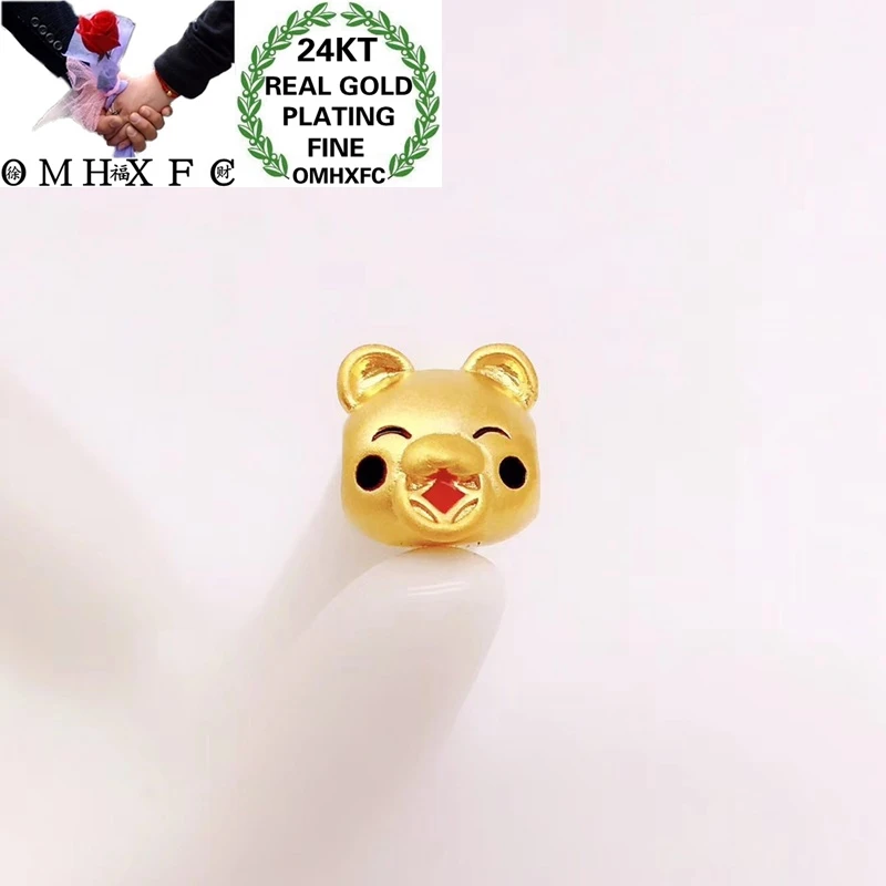 OMHXFC Wholesale YM272 European Fashion Hot Fine Woman Girl Party Birthday Wedding Gift Cute Rat DIY Accessories 24KT Gold Bead