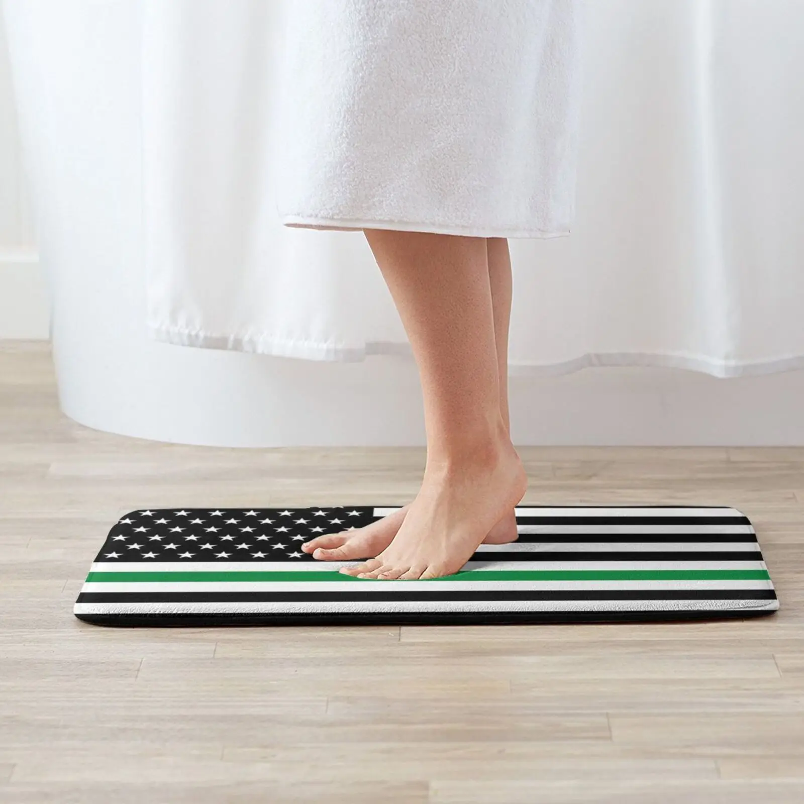 Usa Thin Green Line / Military Service Flag Soft Non-Slip Mat Rug Carpet Cushion Usa Military Patriot Patriotic Murica