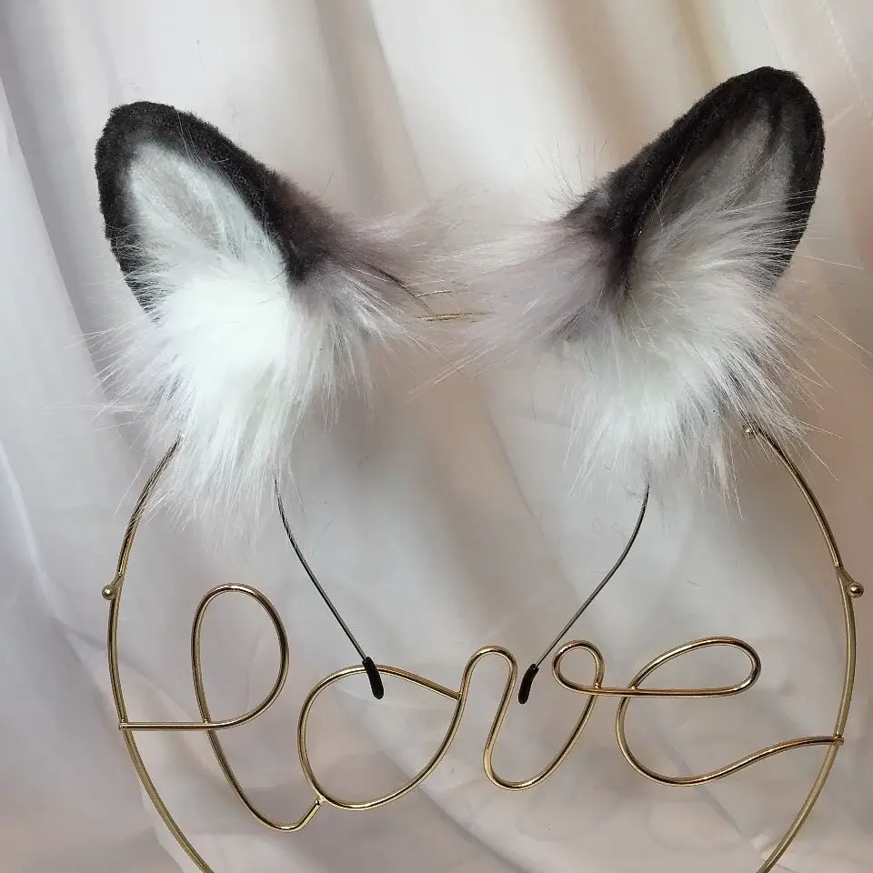 New Halloween Cosplay Prop Leopard Ear Tail Gray Ears Hairhoop Hand Made Work Gift