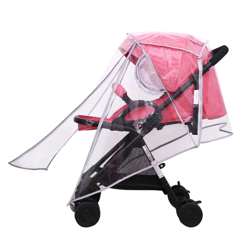 EVA-accesorios para cochecito de bebé, funda impermeable para lluvia, transparente, protección contra el viento, con cremallera abierta, chubasquero