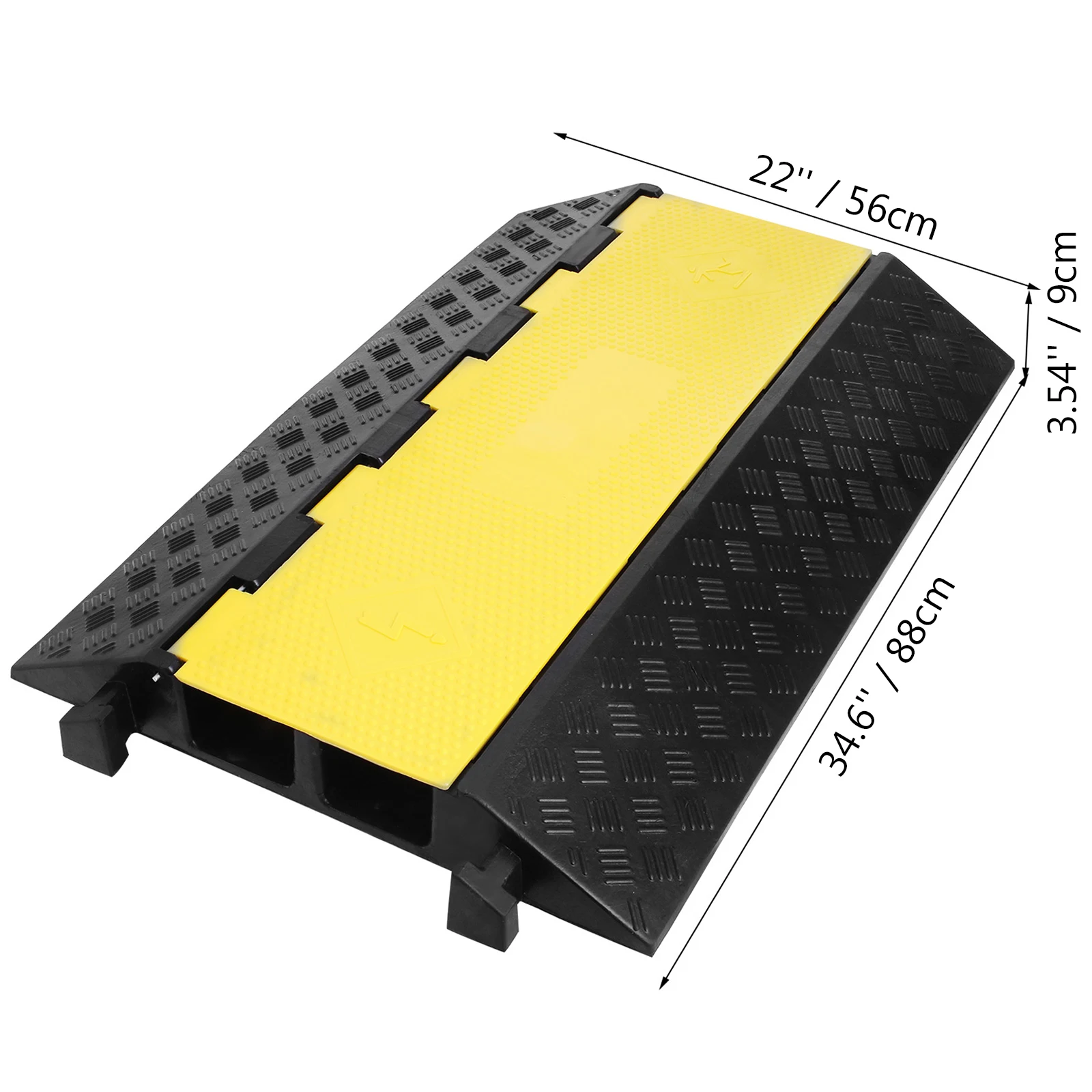 VEVOR Large Cable Protectors 2-Channel Rubber Cable Ramps 66000lbs Protective Cable Wire Cord Ramp Driveway Traffic Speed Bumps